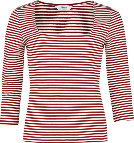 Banned Retro Top Stripe and Square Dámské tričko s dlouhými rukávy cervená/bílá