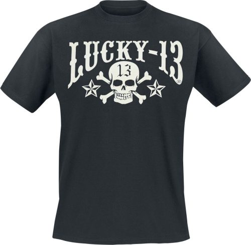Lucky 13 Skull Stars Tričko černá