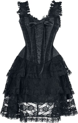 Gothicana by EMP Krátké korzetové šaty s krajkou Šaty černá