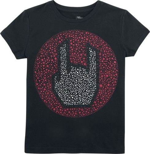 EMP Basic Collection Dětské tričko s tečkovanou rock hand detské tricko černá