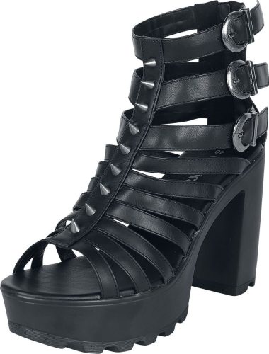 Gothicana by EMP Černé boty na vysokých podpatcích s řemínky a nýty Vysoké podpatky černá