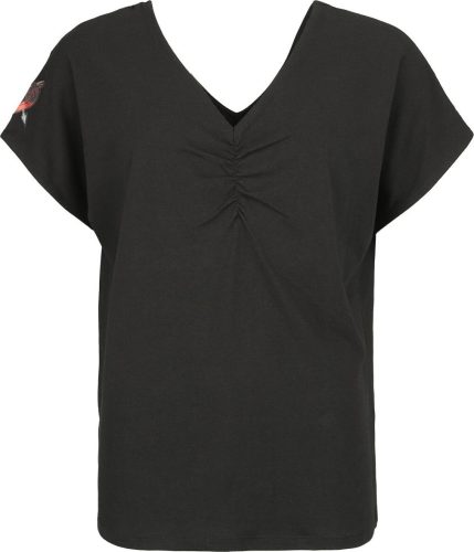 Black Premium by EMP T-Shirt with Shirred V-Neck Dámské tričko černá