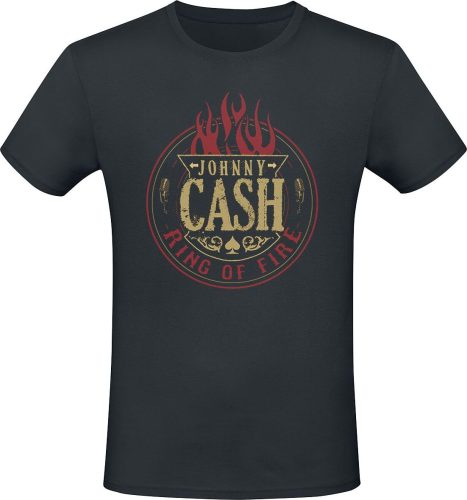 Johnny Cash Ring Of Fire Flames Tričko černá