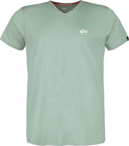 Alpha Industries Basic tričko s Véčkovým výstřihem a malým logem Tričko svetle zelená