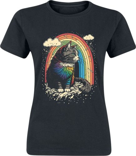 Tierisch Rainbow Cat Dámské tričko černá