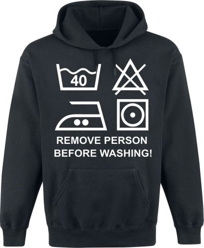Sprüche Remove Person Before Washing! Mikina s kapucí černá