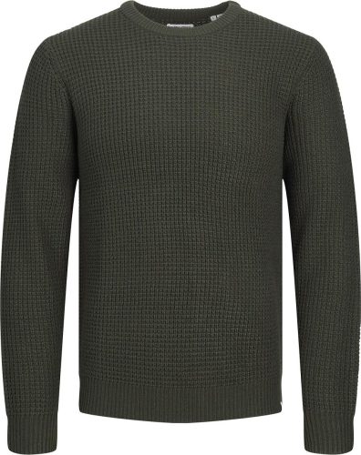 Jack & Jones Pletený svetr William s klasickým výstřihem Pletený svetr tmave zelená