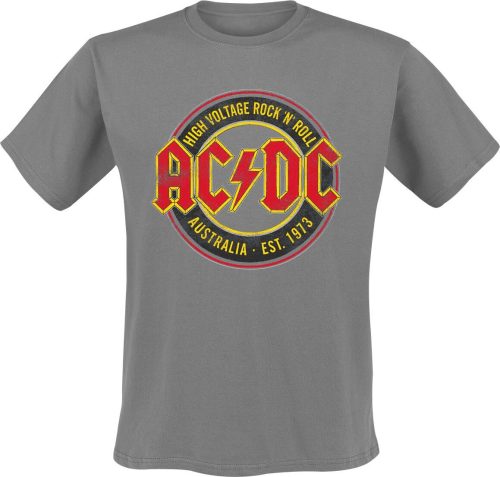 AC/DC High Voltage - Rock 'N' Roll - Australia Est. 1973 Tričko šedá