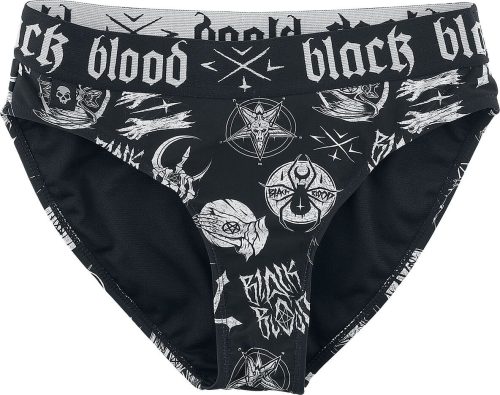 Black Blood by Gothicana Bikini kalhotky s okultnými symboly Spodní díl plavek černá