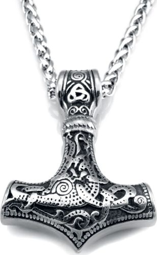 URBANTIMBER Thorovo kladivo s keltskými uzly a symbolem Triquetra Náhrdelník - řetízek stríbrná