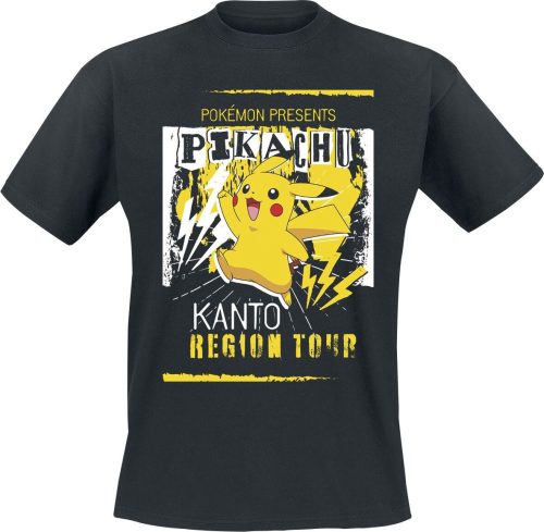 Pokémon Pikachu Kanto Region Tour Tričko černá