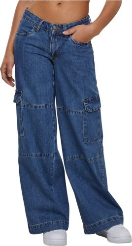Urban Classics Ladies Low Waist Cargo Denim Dámské džíny modrá