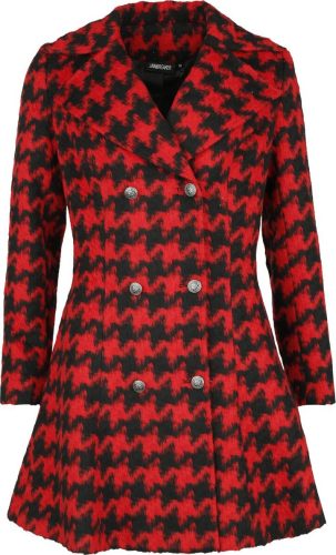 Jawbreaker Midi kabát se vzorem kohoutí stopy Dámský kabát cerná/cervená