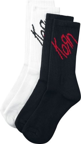 Korn Logo - Socken Ponožky cerná/bílá