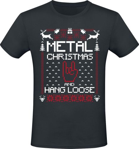 Sprüche Metal Christmas and hang loose Tričko černá