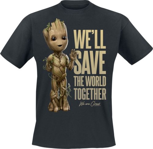 Strážci galaxie I Am Groot - Save The World Tričko černá
