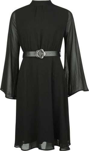 Voodoo Vixen 60s Sheer Layer Belted Dress Šaty černá
