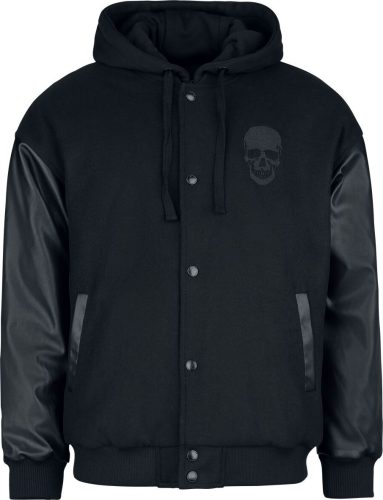 Black Premium by EMP Bunda s koženkovými detaily College bunda černá