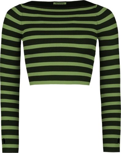 Banned Alternative Pruhovaný svetr Frances Dámnský svetr cerná/zelená