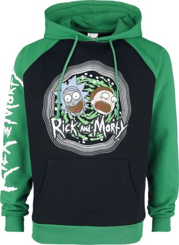 Rick And Morty Portal Mikina s kapucí cerná/zelená