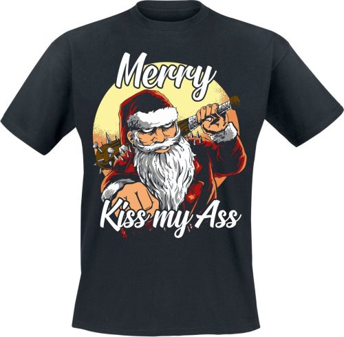 Sprüche Merry Kiss My Ass Tričko černá