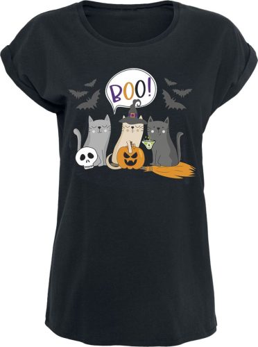 Sprüche Halloween Katzen - Boo! Dámské tričko černá