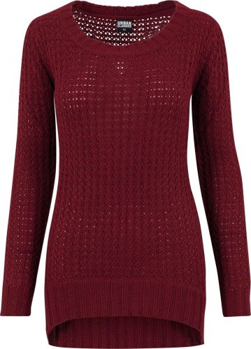 Urban Classics Ladies Long Wideneck Sweater Dámnský svetr burgundská červeň