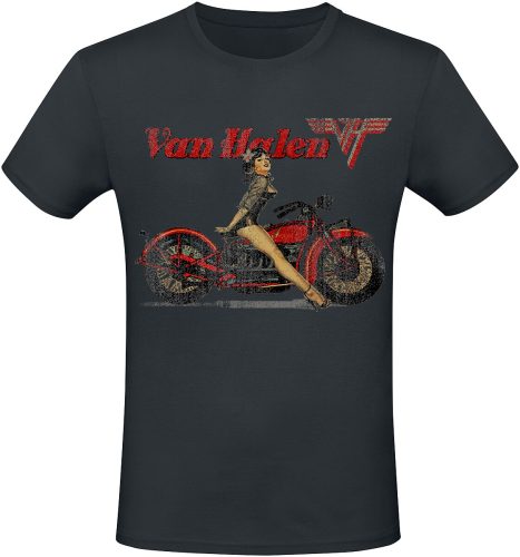 Van Halen Pinup Motorcycle Tričko černá