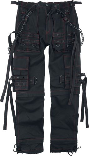 Gothicana by EMP Černé plátěné kalhoty s kapsami a řemínky Kalhoty černá