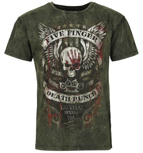 Five Finger Death Punch No Regrets Tričko šedá/hnedá