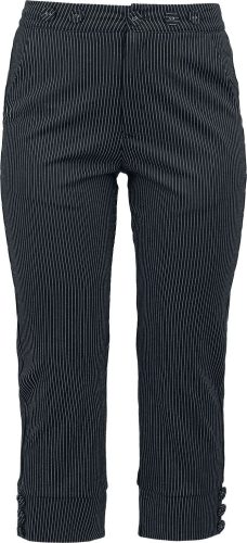 Voodoo Vixen Capri kalhoty s proužky a šlemi Dámské kalhoty cerná/šedá