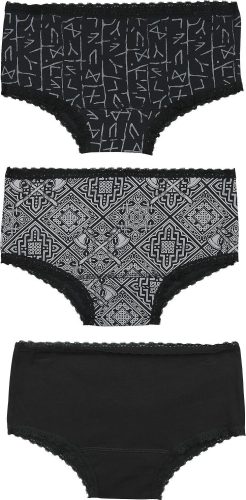 Black Premium by EMP Sada spodních kalhotek s motivy v keltském stylu Dámské spodní prádlo cerná/tmave zelená