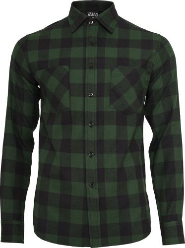 Urban Classics Flanelová kostkovaná košile Košile Černá / tmavě zelená