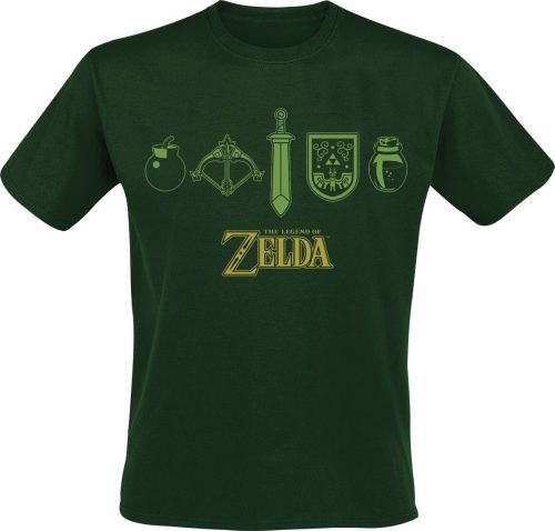 The Legend Of Zelda Quest Essentials Tričko zelená