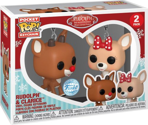 Rudolph mit der roten Nase Sada 2 ks Pocket Pop! Rudolph and Clarice Klíčenka vícebarevný