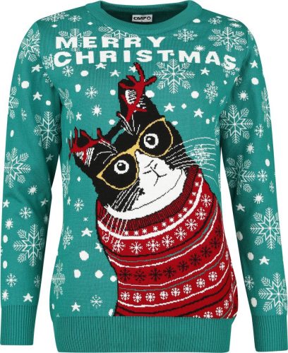 Ugly Christmas Sweater Merry Christmas Cat Pletený svetr vícebarevný