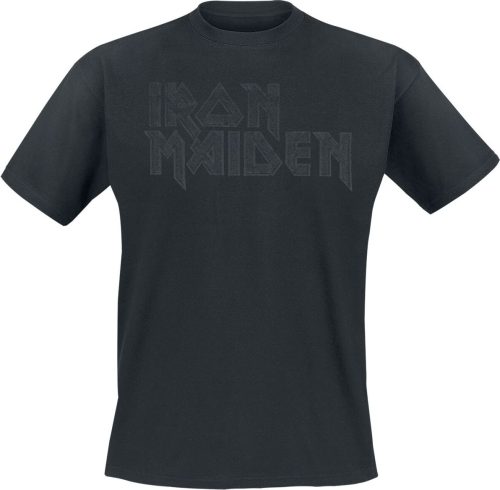 Iron Maiden Black On Black Logo Stacked Tričko černá