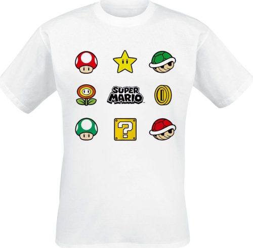 Super Mario Items Tričko bílá