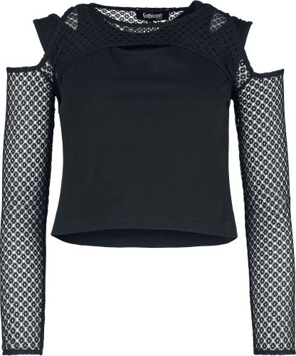 Gothicana by EMP Top s dlouhými rukávy a dvouvrstvou síťovinou Dámské tričko s dlouhými rukávy černá