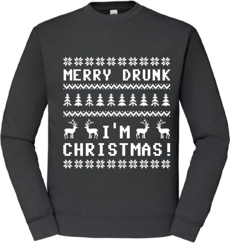 Sprüche Merry Drunk Christmas Mikina černá
