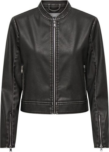 Only Onlmindy Faux Leather Washed Jacket Dámská bunda černá
