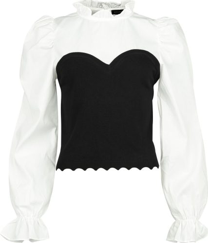 QED London Košile s balonovými rukávy a korzetovým detailem Halenka cerná/bílá