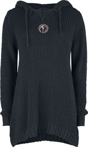 Black Premium by EMP Pletený pulovr s kapucí a šněrováním Dámská mikina s kapucí černá