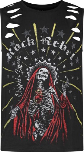 Rock Rebel by EMP Top With Skeleton Madonna Frontprint Tank top černá