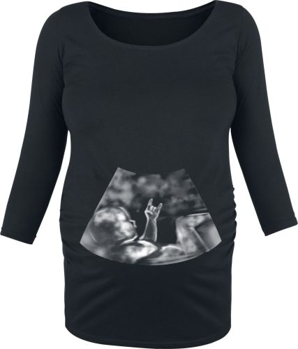 Móda pro těhotné Ultraschall Metal Hand Baby Dámské tričko s dlouhými rukávy černá