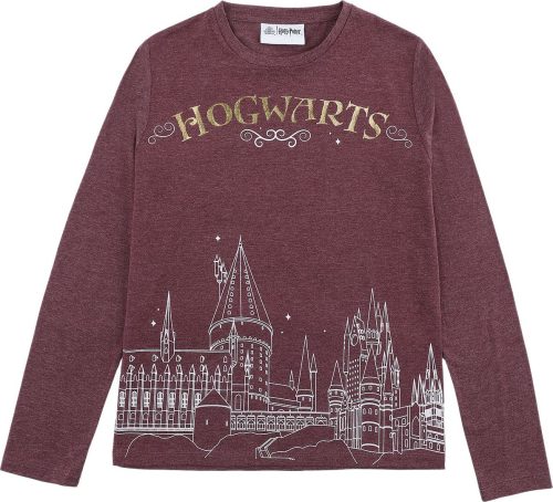 Harry Potter Kids - Hogwarts detské tricko - dlouhý rukáv červená