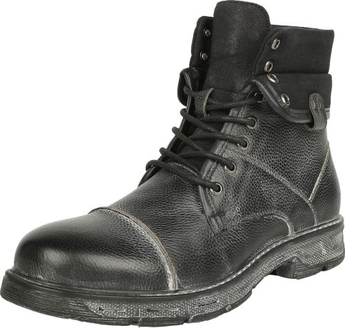 Black Premium by EMP Boots With Used Details And Double Shaft boty černá