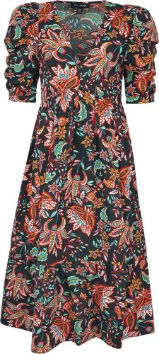 QED London Midi šaty s pufovanými rukávy a Véčkovým výstřihem Šaty vícebarevný