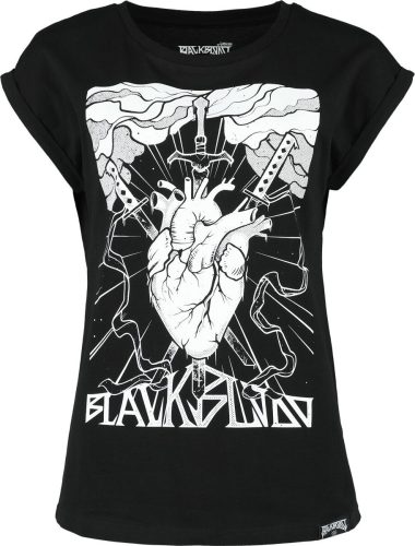 Black Blood by Gothicana T-Shirt with Heart Print Dámské tričko černá
