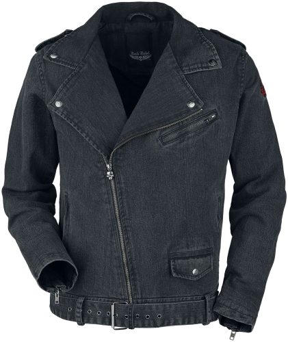 Rock Rebel by EMP Denimová bunda v motorkáŕském stylu Džínová bunda šedá